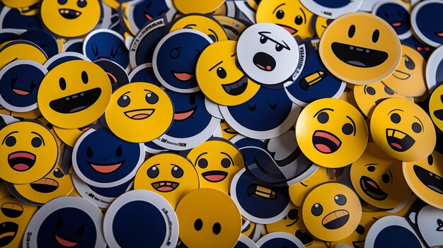 Photo a yellow and blue smiley sticker emoticons