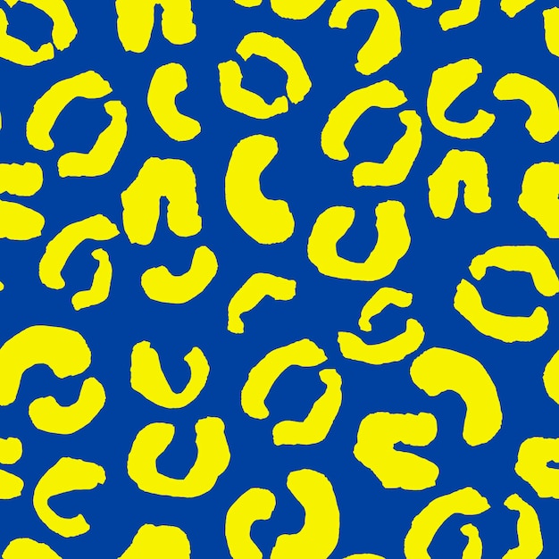 Yellow blue spots leopard seamless pattern Template for decorating designs and illustrations