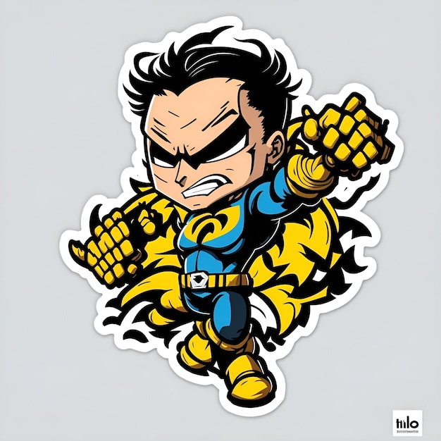 Photo yellow and blue superhero sticker