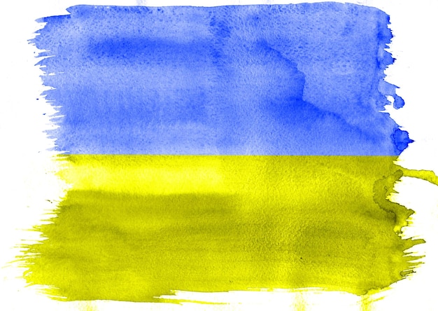 Bandiera dell'ucraina con motivo ad acquerello giallo e blu