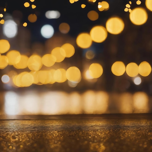 Yellow bokeh blurred lights of street