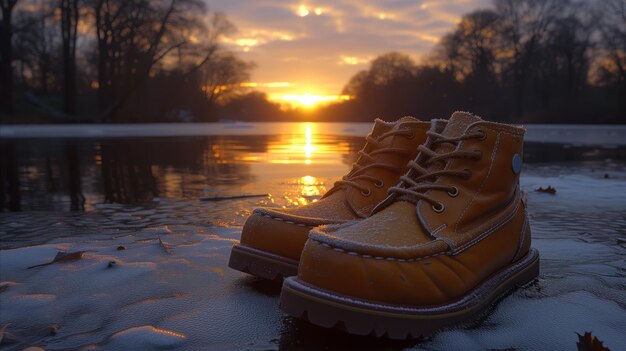 Yellow Boots on Ice