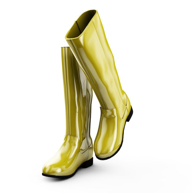 Yellow boots on White 3D Illustration