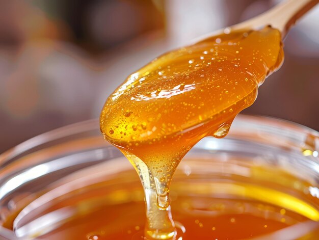 Yellow bowl filled with sweet honey ready for dipping