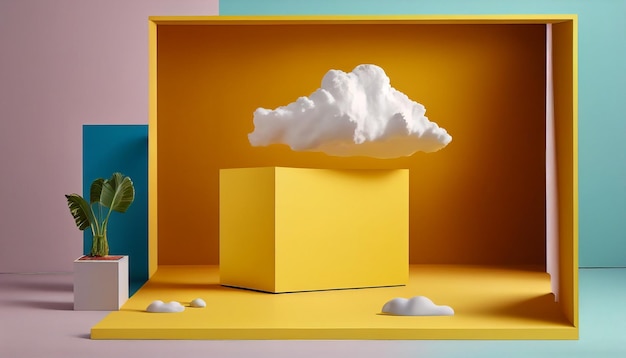 A yellow box with a cloud on it