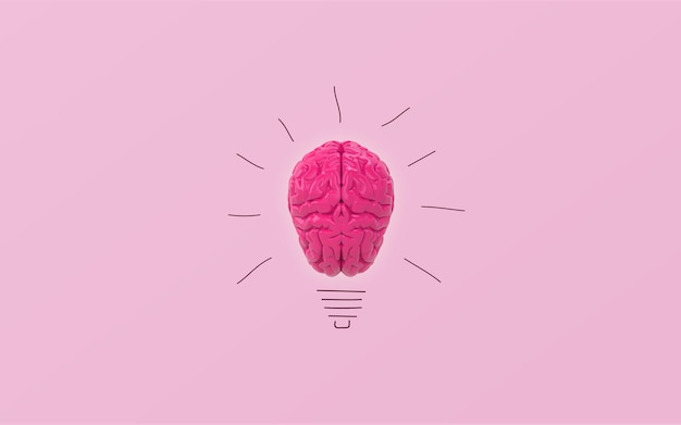 Yellow brain on blue clear background yellow brain on blue clear background concept light bulb idea