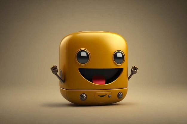 A yellow bread box with a smiley face and a smiling face.