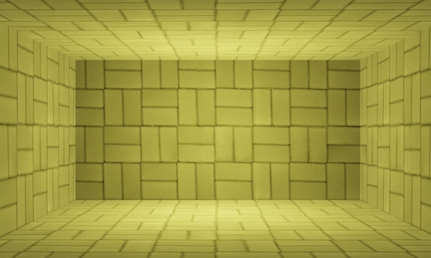 Yellow brick wall studio room texture background 3d rendered