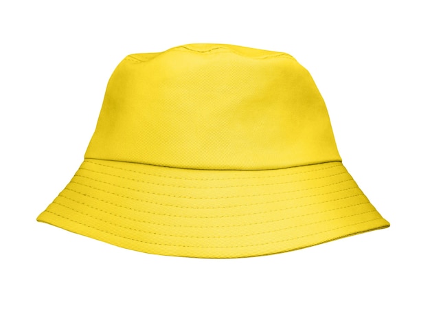 Yellow bucket hat isolated on white background