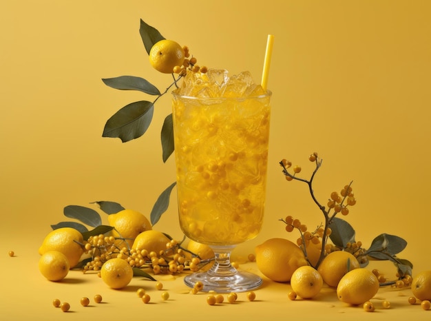 Yellow buckthorn tea iced lemonade