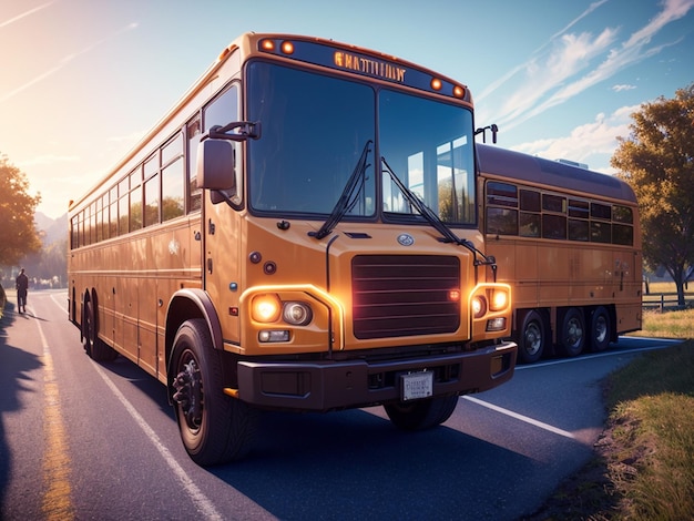 A yellow bus with the word mattey on the front.