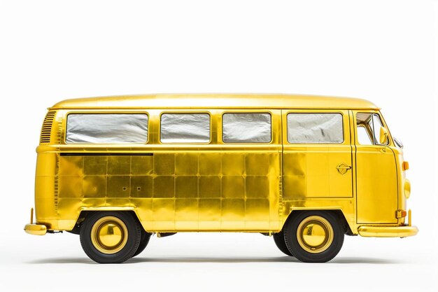 Foto un autobus giallo con un coperchio giallo che dice 