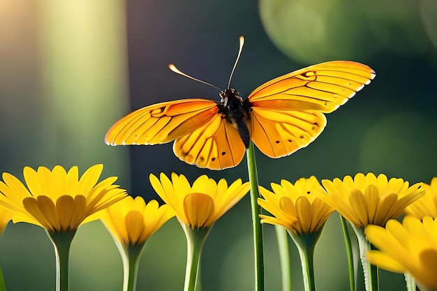 A yellow butterfly on a flower