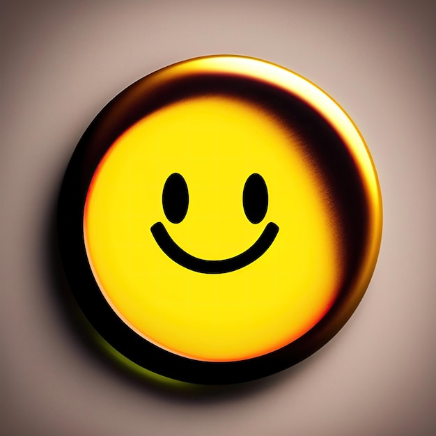 A yellow button with a smiley face on it