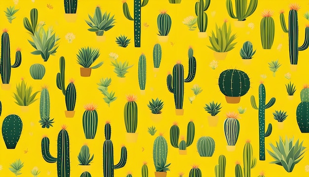 Yellow cactus on a yellow background