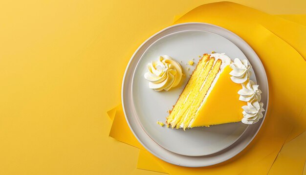 Photo yellow cake a simple background with cake and slices