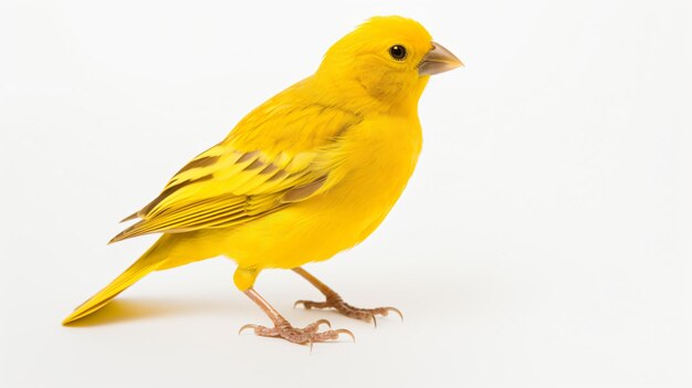 Yellow canary serinus canaria on a white background