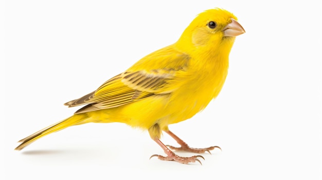 Yellow canary serinus canaria on a white background