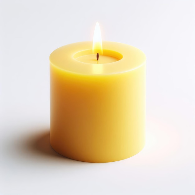 yellow candle on a white