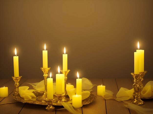 yellow candles romantic background high quality photo