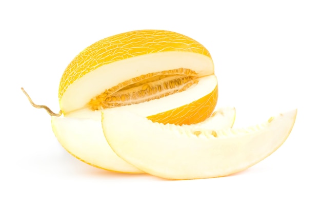 Yellow cantaloupe isolated on a white background cutout