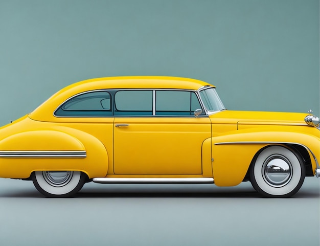 Yellow car retro mockup