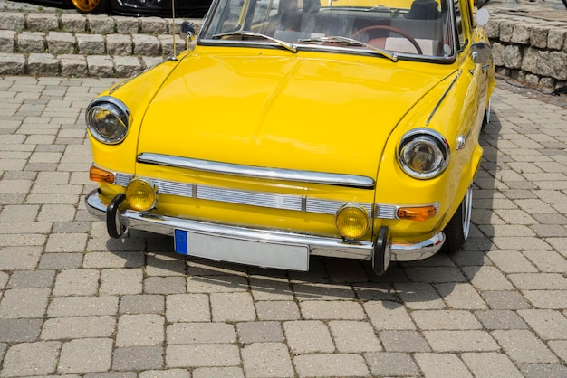 Yellow car on street