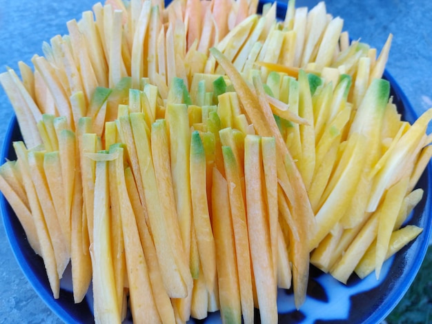 Yellow carrots cut for plov