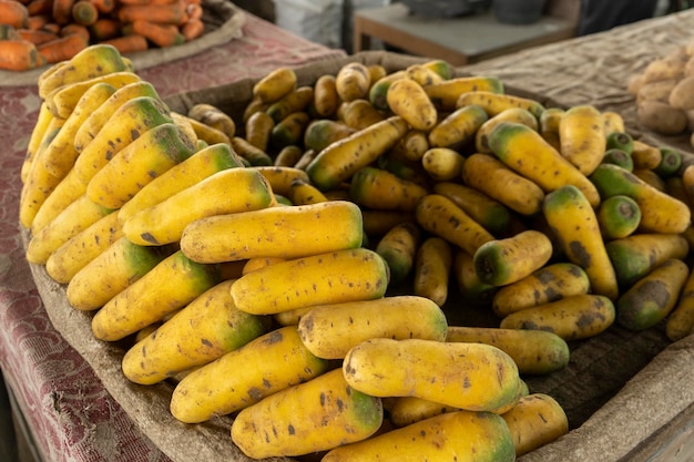 Yellow carrots in a market