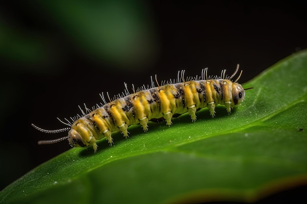 A yellow caterpillar with the word aphids on it