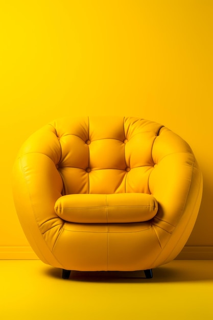 Yellow chair against yellow wall with yellow background Generative AI