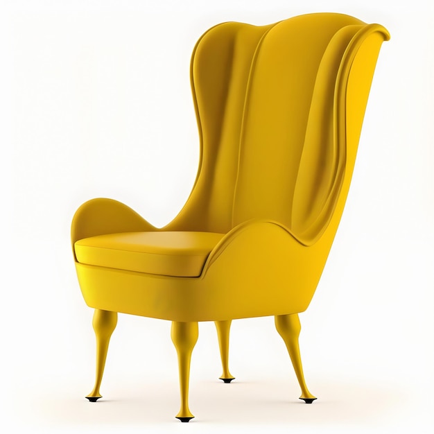 Yellow chair isolated on white background