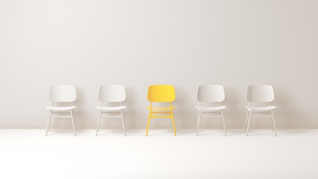 Yellow Chair That Stands Out From the Chairs Crowd on a Soft White Studio Background Business