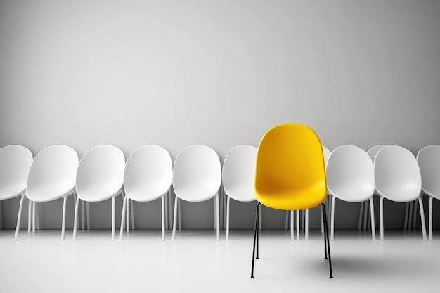 Photo yellow chair on a white studio background strategy