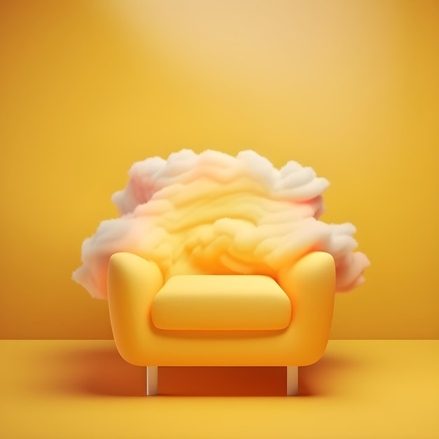 A yellow chair with a cloud on it