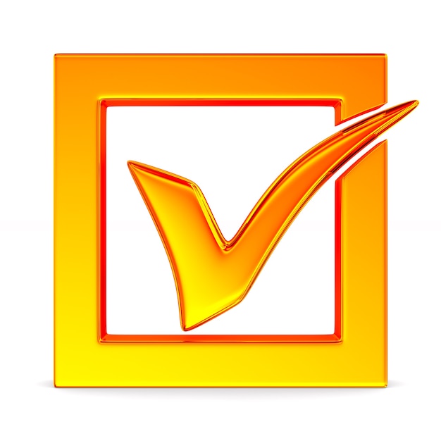 Yellow checkmark on white