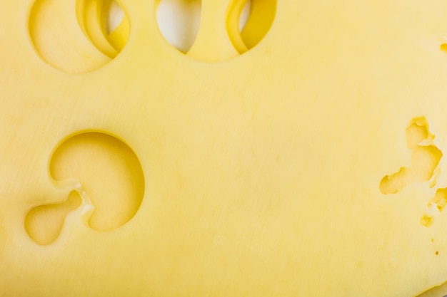 Yellow cheese with holes background texture of cheese close up macro photo