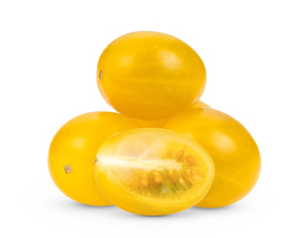 Yellow cherry Tomatoes isolated on white background