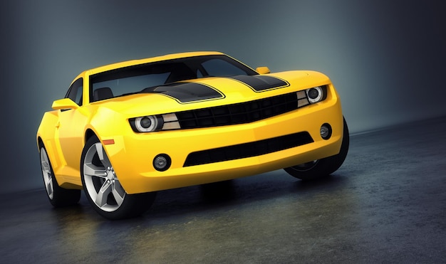 Желтый Chevrolet Camaro Concept 2009 года