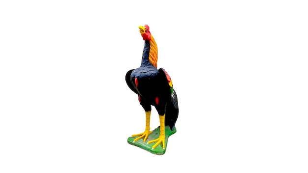 Photo yellow chicken statue on white background