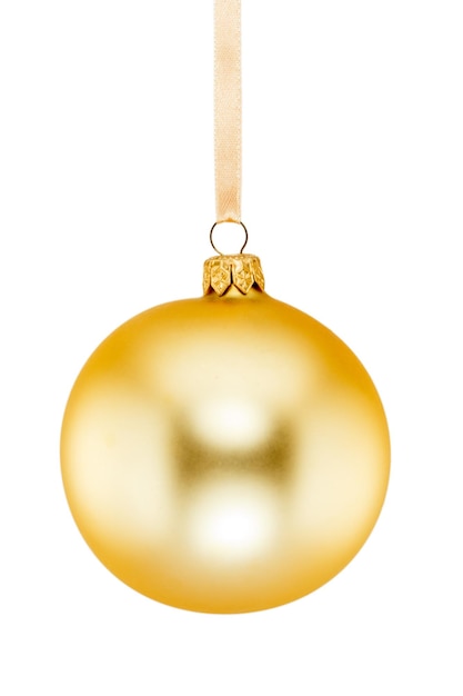 Yellow Christmas ball isolated on white background