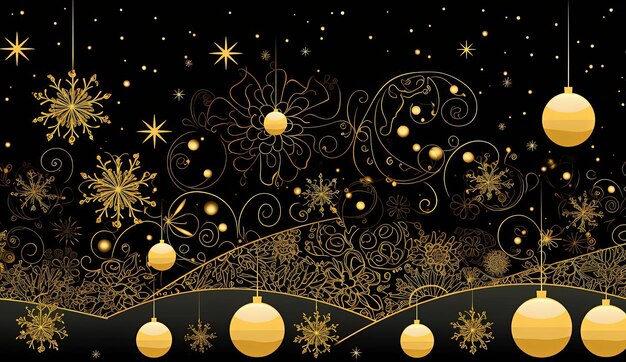 a yellow christmas card on a black background in the style of graphic patterns