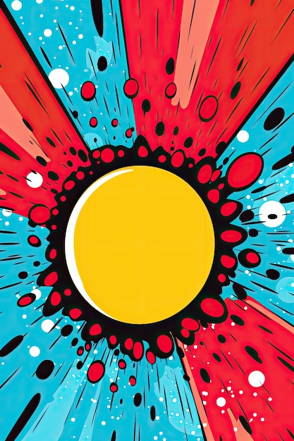 a yellow circle with red and blue lines