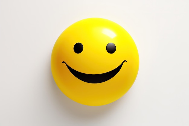 Yellow circular smiling face emoji style white background Generative AI