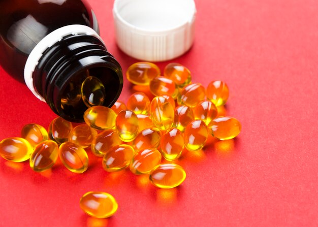 Yellow clear fish oil pills