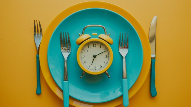 Foto un orologio giallo che dice che è mezzogiorno