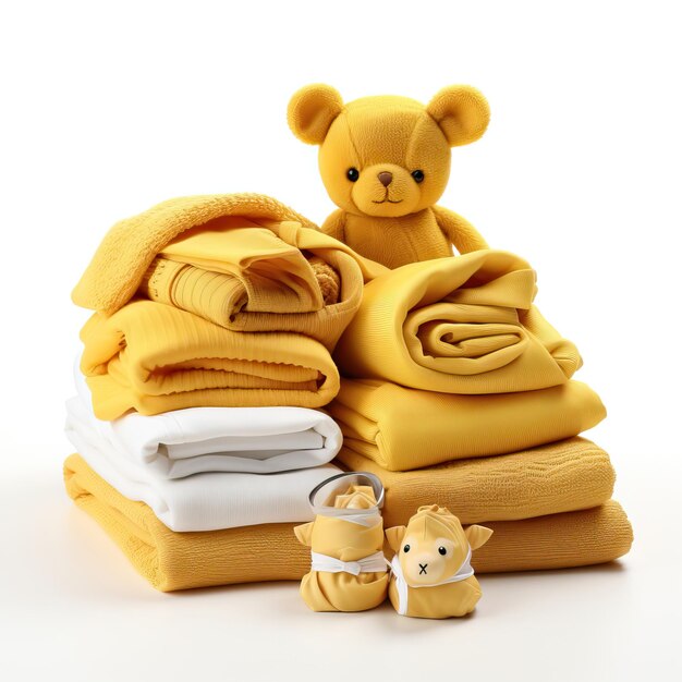 Photo yellow clothes baby on white background isolated high qua