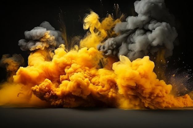 Foto nuvola gialla come fumo sfondo ai generativa
