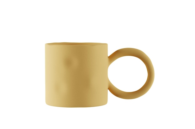 Yellow coffee cup isolated object 3d rendering