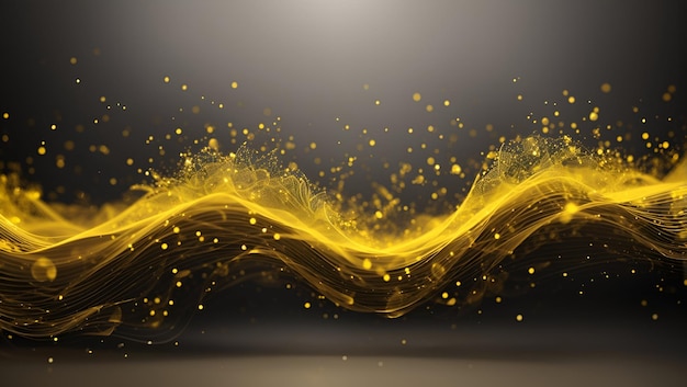 Yellow color abstract particles wave background design wallpaper